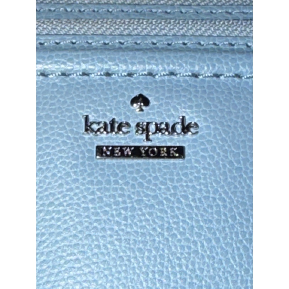 Kate Spade New York Light Blue Pebbled Leather Double Zip Crossbody Wallet